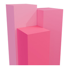 Three step square podium pedestal for product showcase, soft pastel pink color stage square podium,...