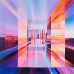 A vibrant abstract representation of light and space, evoking a sense of motion and depth.