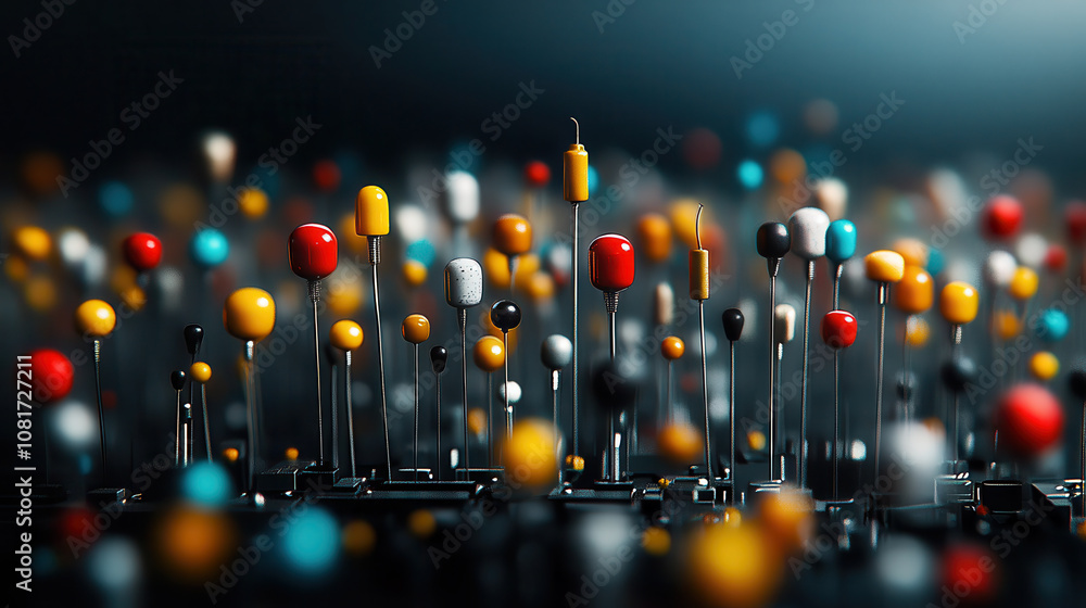 Poster vibrant macro shot of colorful electronic components, showcasing variety of shapes and sizes. image 
