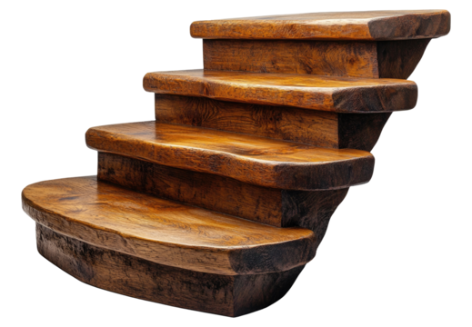 Wooden staircase isolated on transparent background