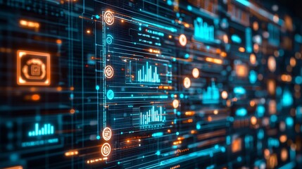 Blueprint Streamline Tasks, Streamlined Digital Blueprint Interface Showcasing Data Analytics and Smart City Visualization