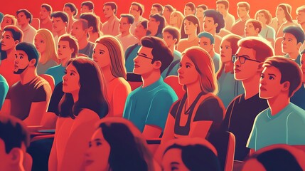 A Crowd of People Attentively Listening