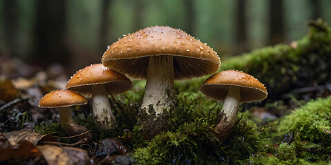 cool mushroom in the forest, created by Generative AI