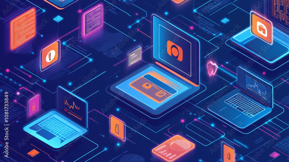 Fototapete a blockchain-powered identity platform verifying user credentials securely, with decentralized nodes