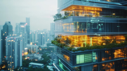 A building management team using a digital twin of a corporate office to monitor energy consumption and improve sustainability