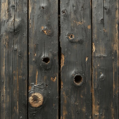 Fototapeta premium Background illustration, Holes on the wooden floor , old wooden door