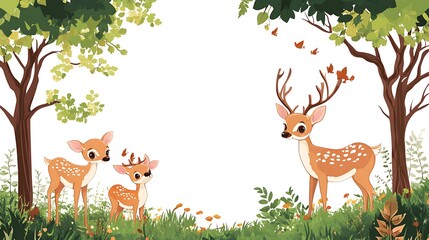 Silhouettes of Deer in the Forest