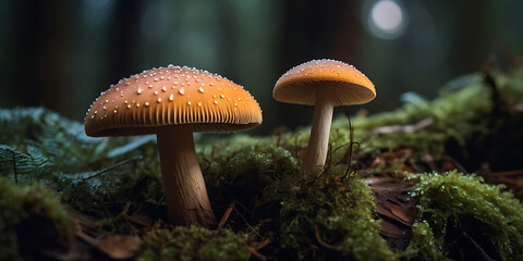 Fototapeta premium cool mushroom in the forest, created by Generative AI