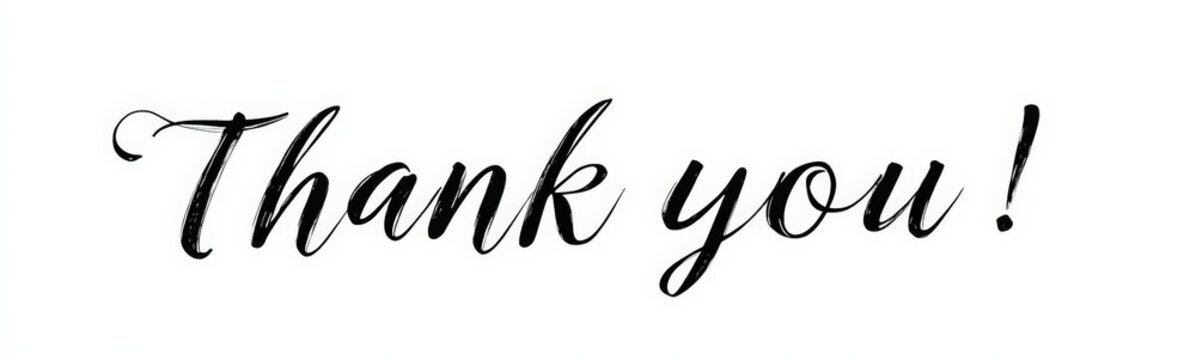 Black Calligraphy Thank You Text Banner Greeting Card Design