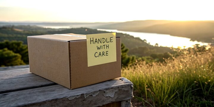 Fragile Delivery Box, Handle with Care Landscape Scene