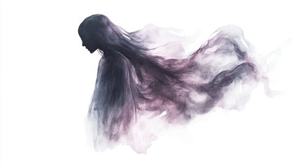 Fototapeta premium Watercolor of a spiritual entity on white background. ghost and demon concept