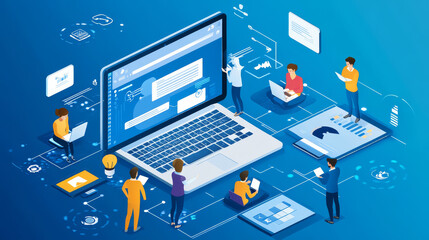 An IT team integrating a low-code platform with existing systems, accelerating app development for business processes