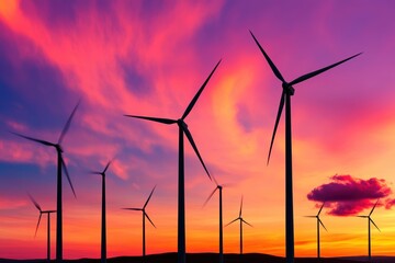 Fototapeta premium Rows of battery storage systems paired with wind turbines, representing energy stock for sustainable electricity distribution
