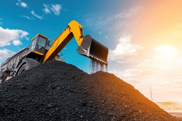 A coal mining site with heavy machinery, showcasing the infrastructure behind fossil fuel energy stock growth