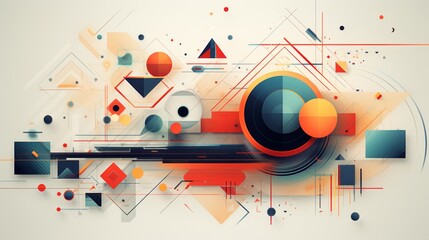 Obraz premium Abstract colorful background consisting of various geometric shapes and lines