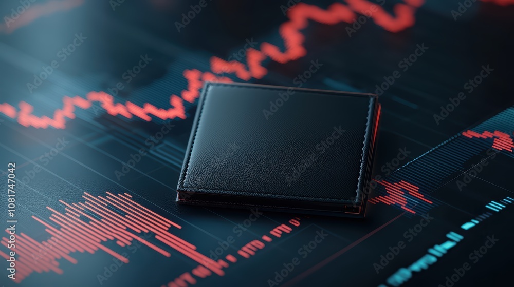 Poster a close-up of a microchip against a backdrop of fluctuating financial graphs, symbolizing the integr