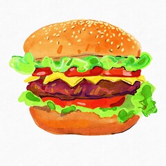 hamburger, hand drawn illustration. 