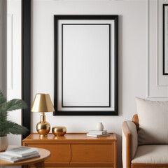 Blank picture photo frame mockup on interior wall