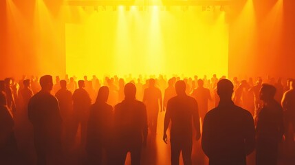 Silhouettes of people stand in front of a bright light. This image is perfect for illustrating concepts such as hope, faith, or the pursuit of knowledge.
