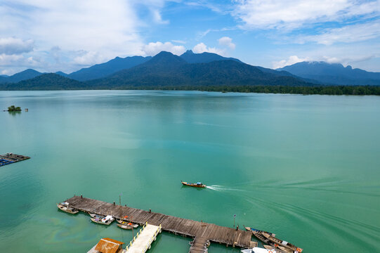 aerial view of daik mountain, daik lingga, riau island