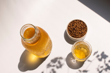 Cold barley tea in a glass