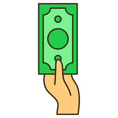 hand holding money. pay cash illustration