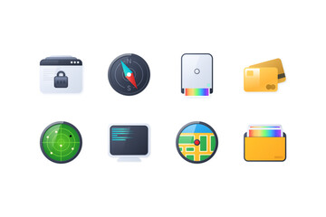 Skeuomorphic UI Design Icons Set