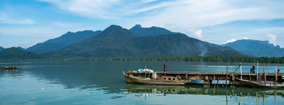 aerial view of daik mountain, daik lingga, riau island