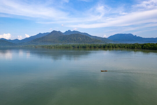 aerial view of daik mountain, daik lingga, riau island