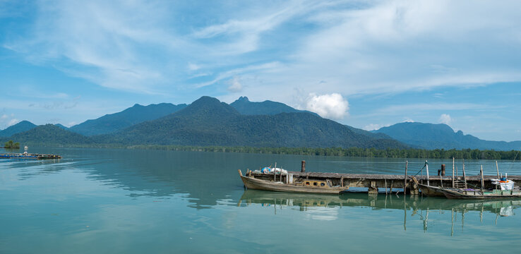 aerial view of daik mountain, daik lingga, riau island