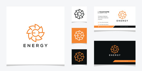 Energy logo design template, with letter E abstract circle vector icon graphic 