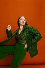 Model in Green Attire