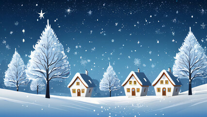 Fototapeta premium winter landscape with house and tree