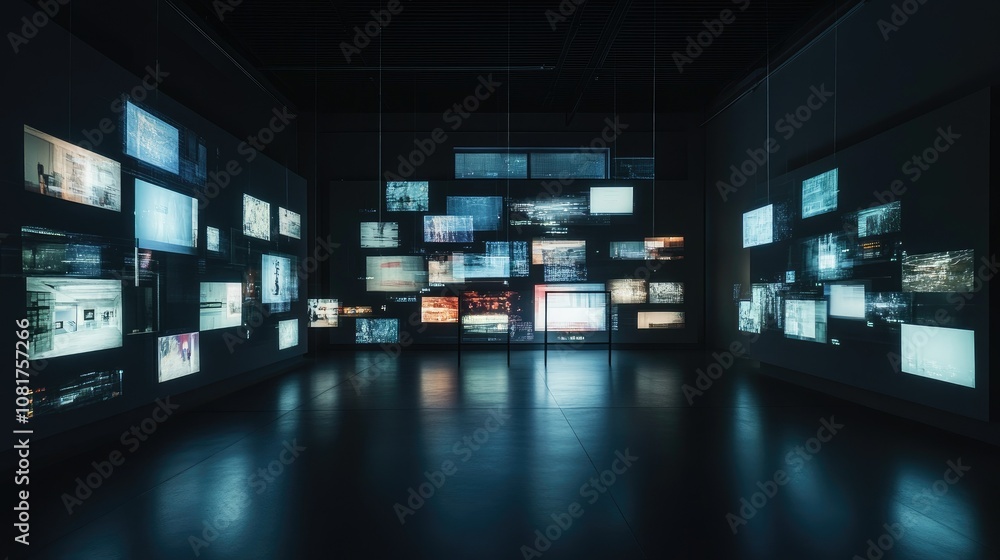 Poster floating holographic interfaces in a dark room
