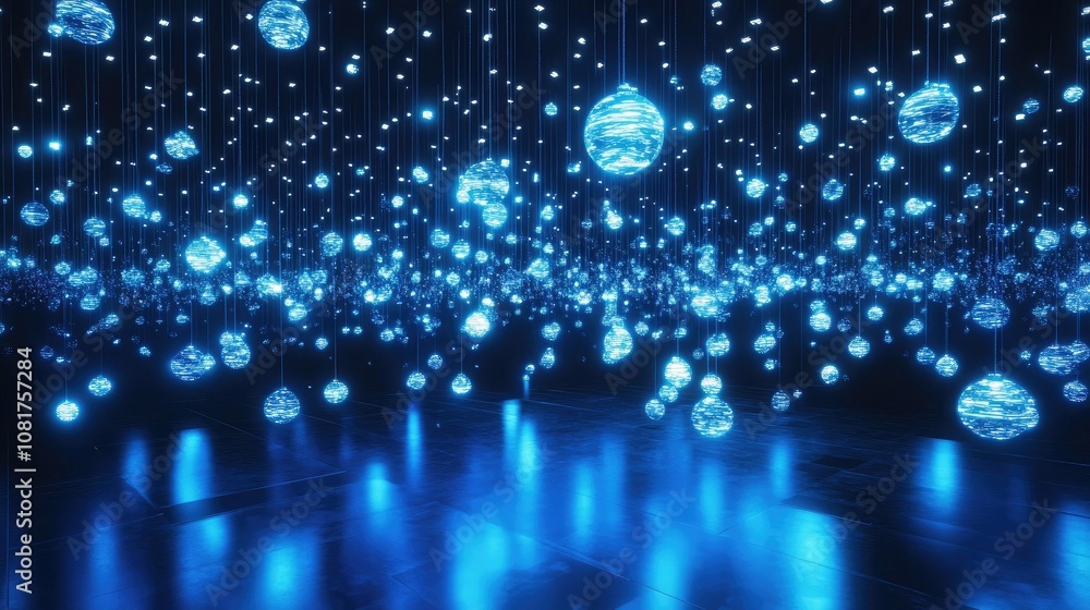 Poster floating holographic interfaces in a dark room