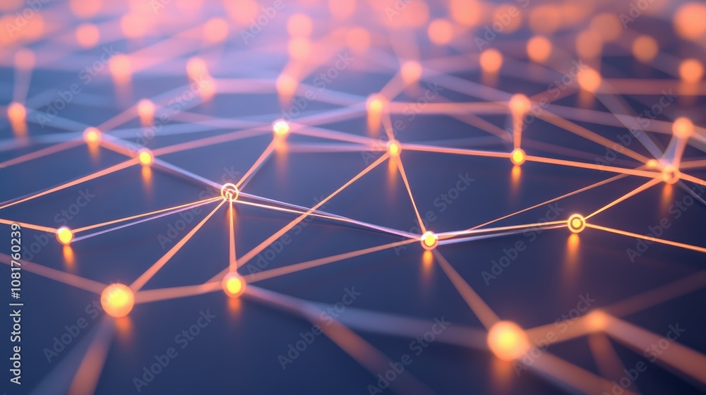 Poster digital network connections glowing in a geometric pattern