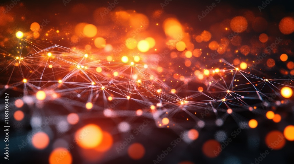Poster digital network connections glowing in a geometric pattern
