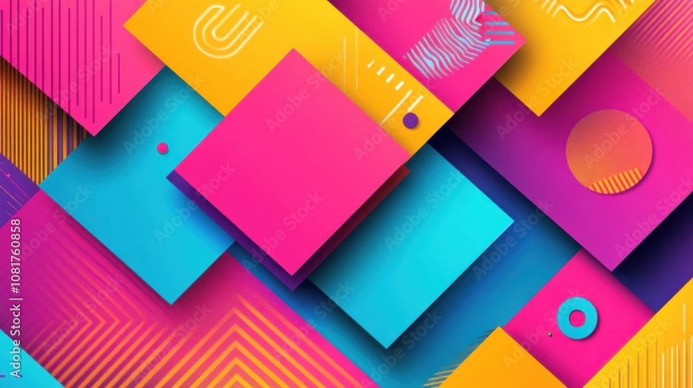 Aufkleber a vibrant abstract composition featuring colorful geometric shapes and patterns.
