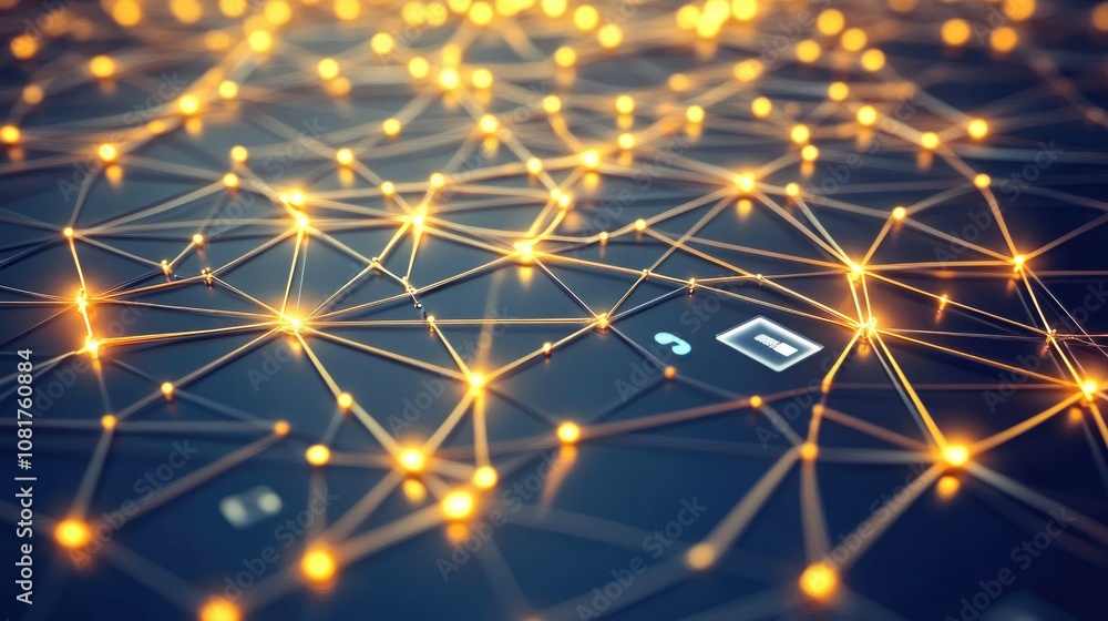 Poster digital network connections glowing in a geometric pattern