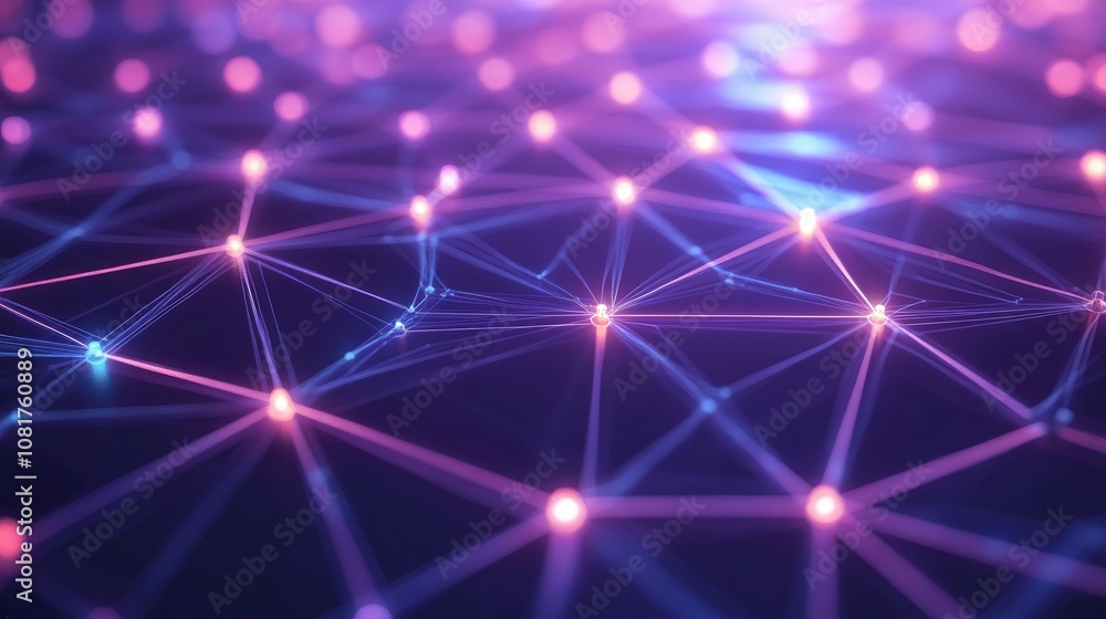 Poster digital network connections glowing in a geometric pattern