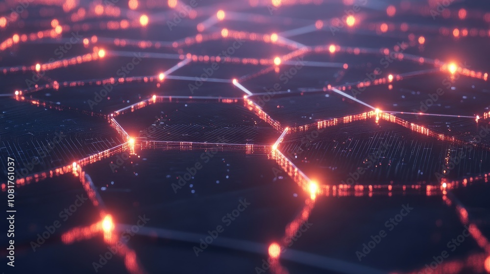 Poster digital network connections glowing in a geometric pattern