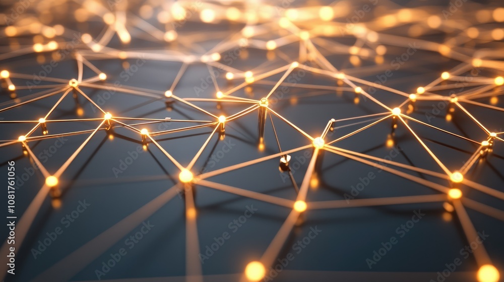 Poster digital network connections glowing in a geometric pattern