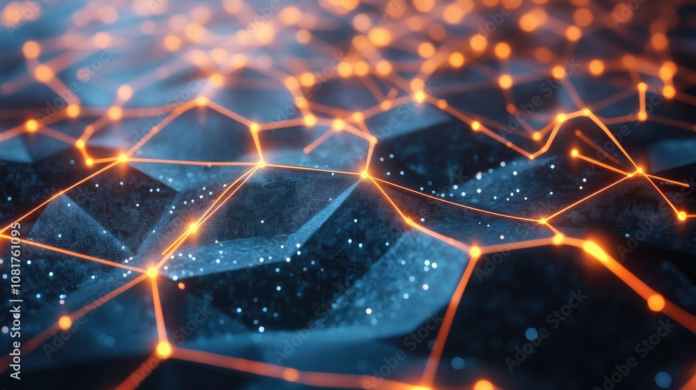 Poster digital network connections glowing in a geometric pattern