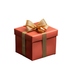 Elegant red gift box with golden ribbon bow