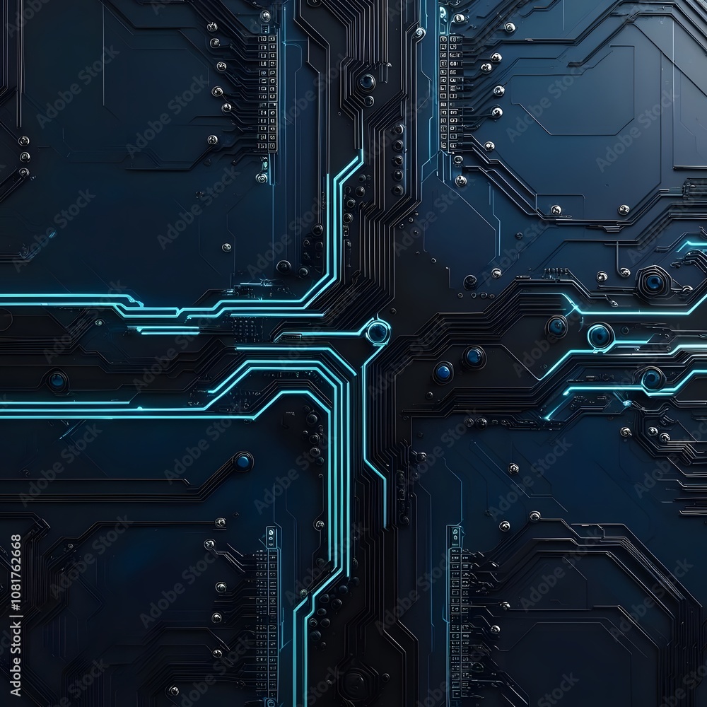 Poster technology circuit board design digital space graphic art futuristic environment close-up view innov