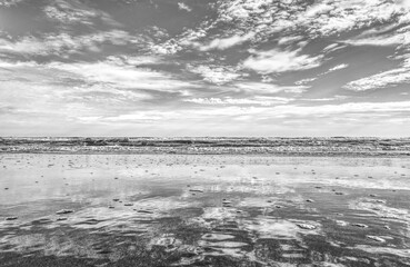 landscape,The beautiful black and white sky in the evening after sunset reflects the sea.