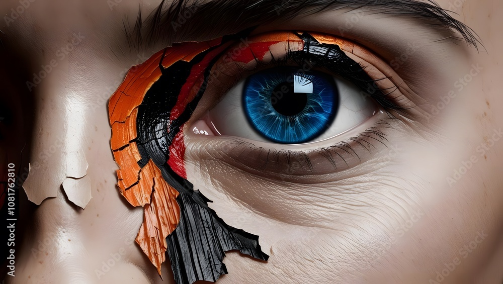 Poster artistic expression of emotion surreal portrait digital art studio close-up human condition