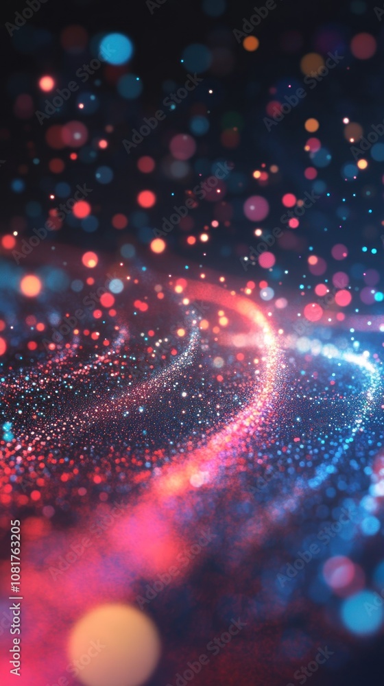 Poster A vibrant abstract background with colorful light trails and bokeh effects.