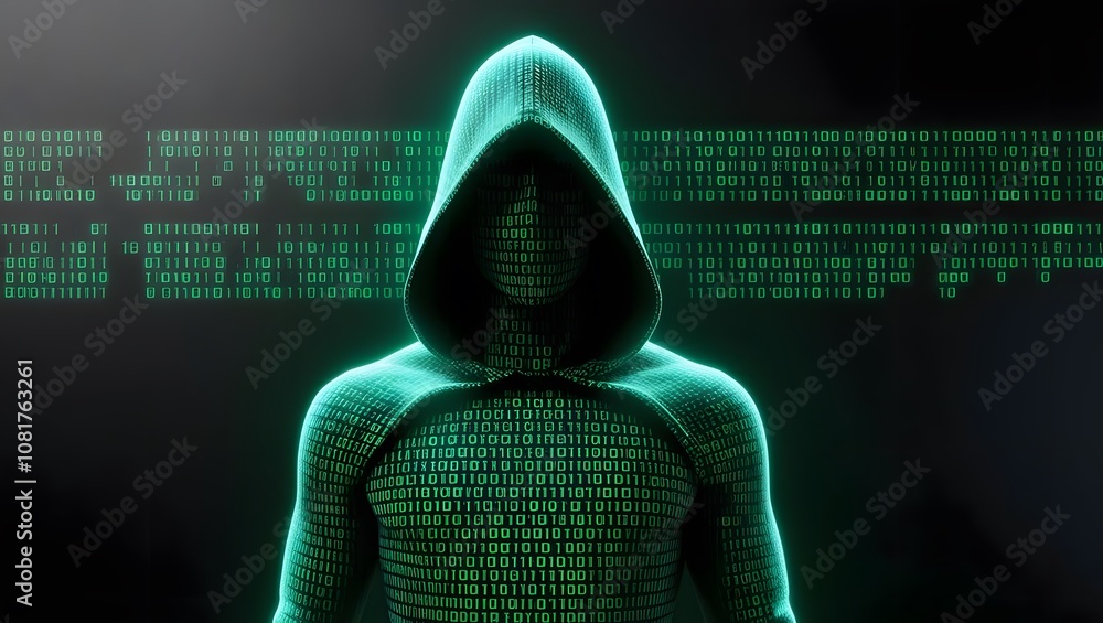 Poster cybersecurity threat actor digital realm graphic art dark environment close-up view data privacy con