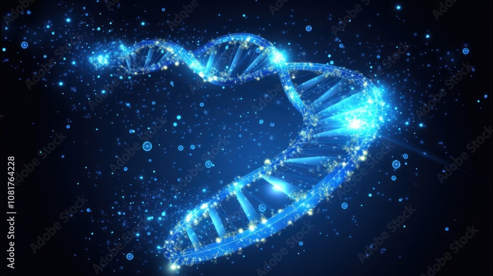 Aufkleber dna double helix with particles, futuristic science background representing biotechnology
